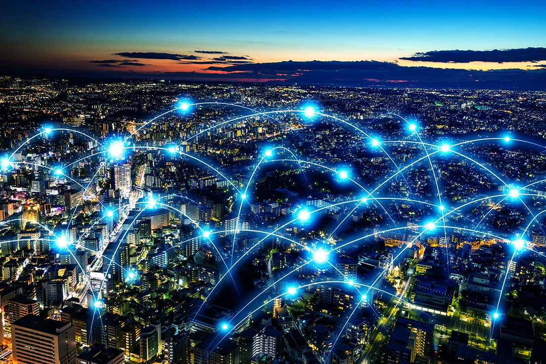 LoRaWAN IoT network cityscape